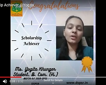 Yogita Khunger - Scholarship Achiever DSPSR